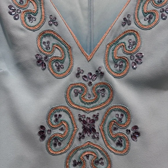 Lilly Pulitzer Penelope Blue Ibiza Beaded Shift Dress Resortwear Teal Sz 12 - Picture 5 of 11